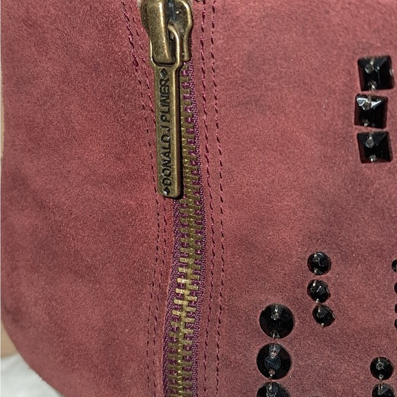 Donald J. Pliner Rust Suede Heeled Boots with Black Bead Accents - Picture 6 of 9